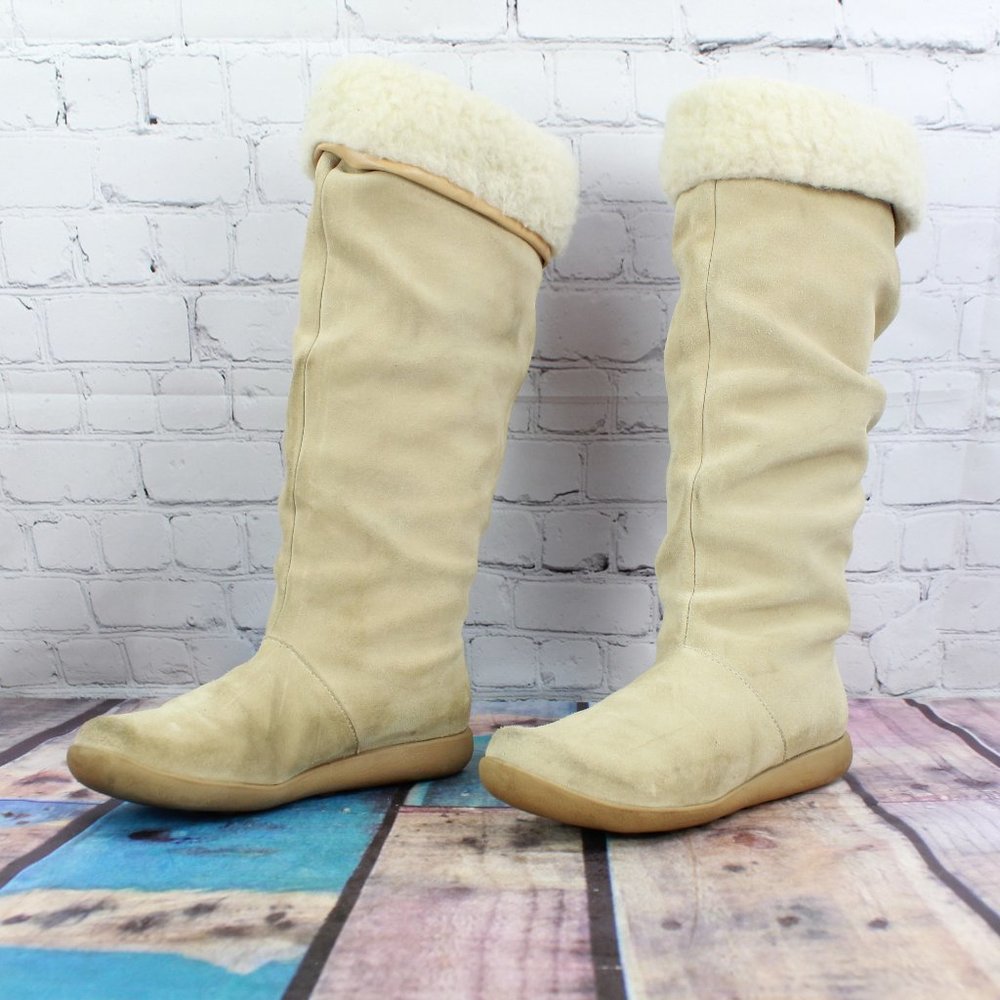 Women's Adelaide Tan Suede Faux Fur Pull On Tall Winter Boots Size 5.5 M - Picture 2 of 12